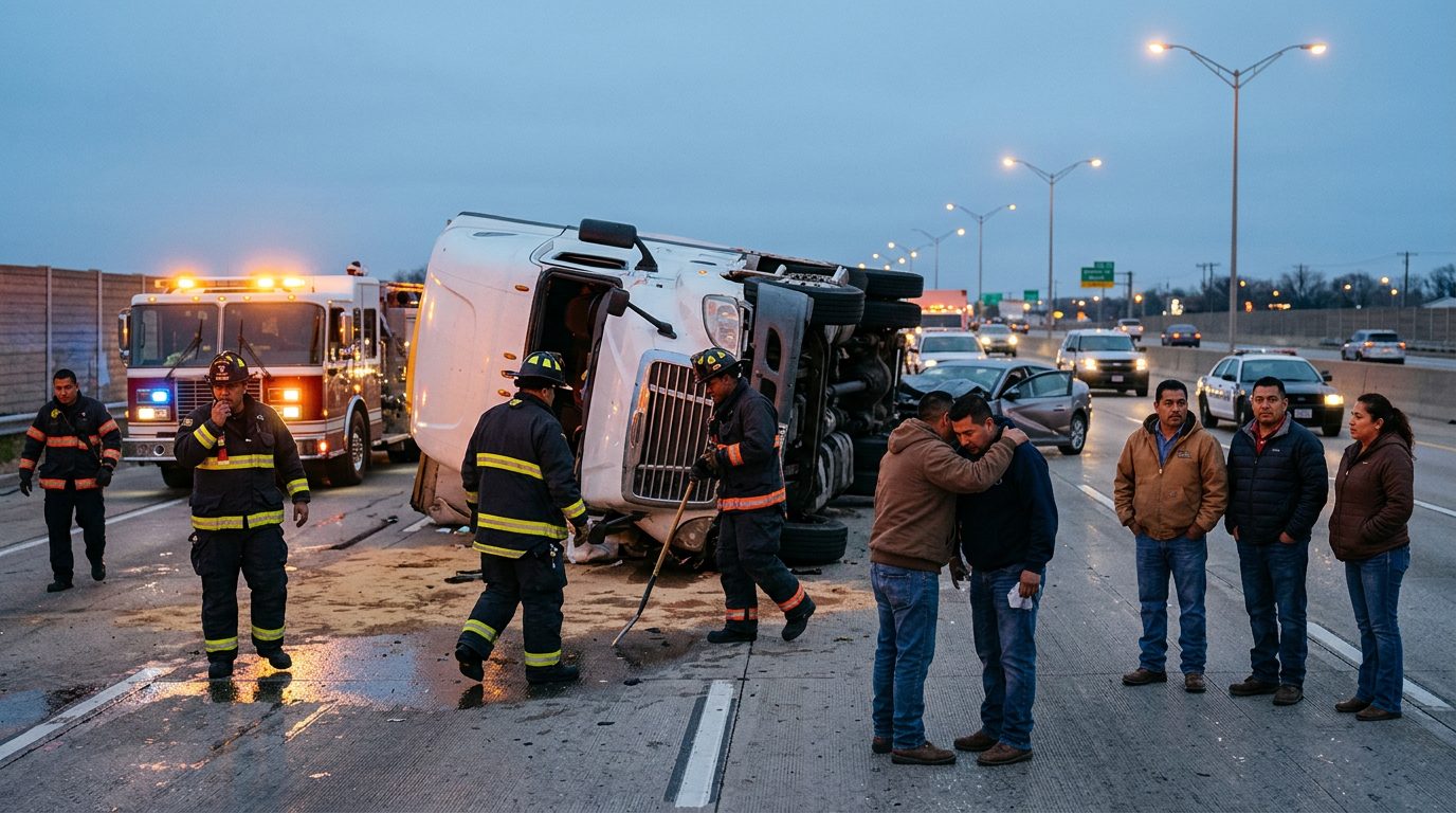 Persona recibiendo atención médica de emergencia después de un accidente vehicular en carretera.