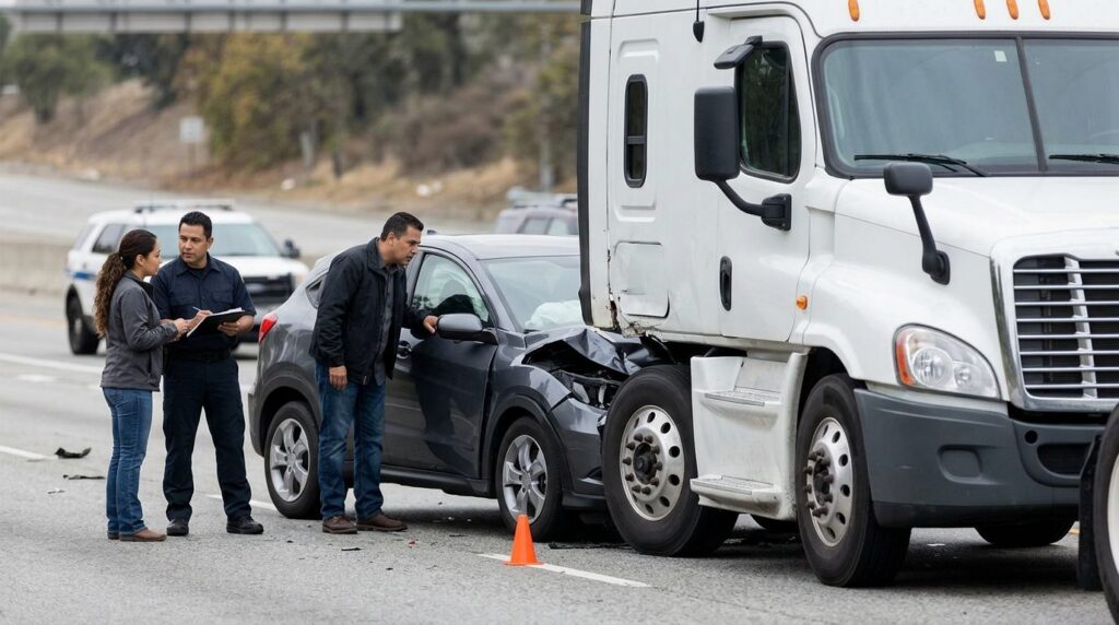 Vehículos dañados después de accidente grave en carretera.