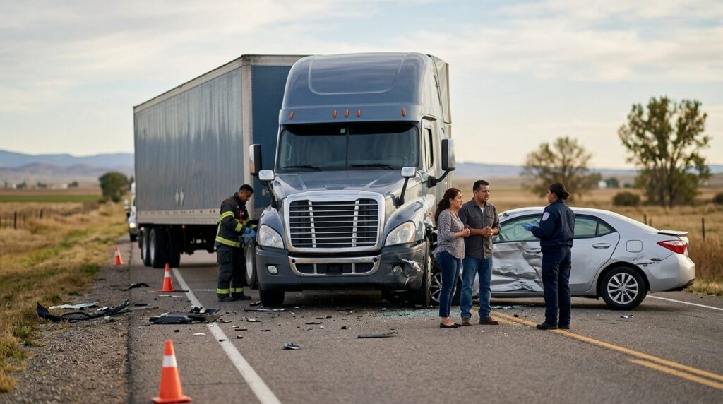 Vehículos dañados después de accidente grave en carretera.