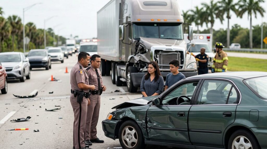 Vehículos dañados después de un accidente grave en carretera.
