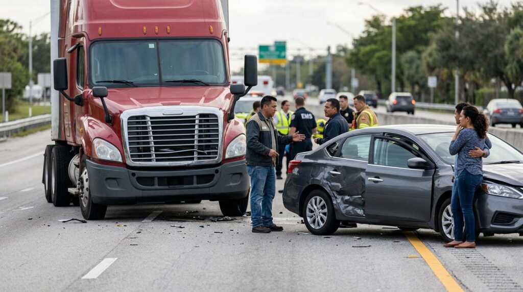 Vehículos dañados después de un accidente grave en carretera.