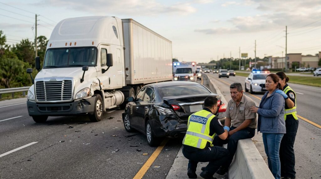 Vehículos dañados después de un accidente grave en la carretera.