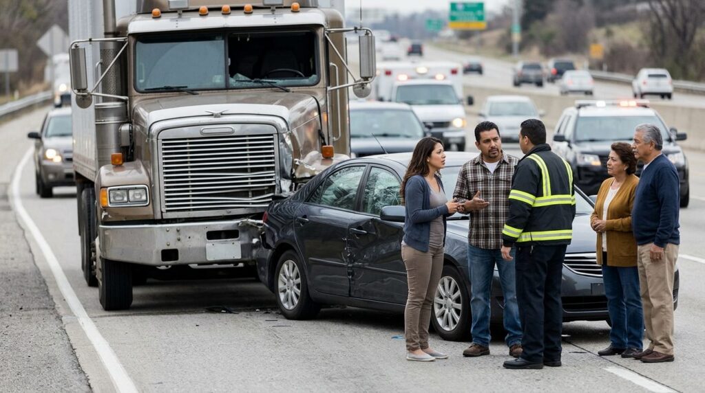 Vehículos dañados tras accidente grave en carretera.