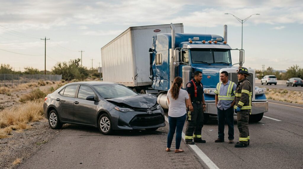 Vehículos dañados tras accidente grave en carretera.