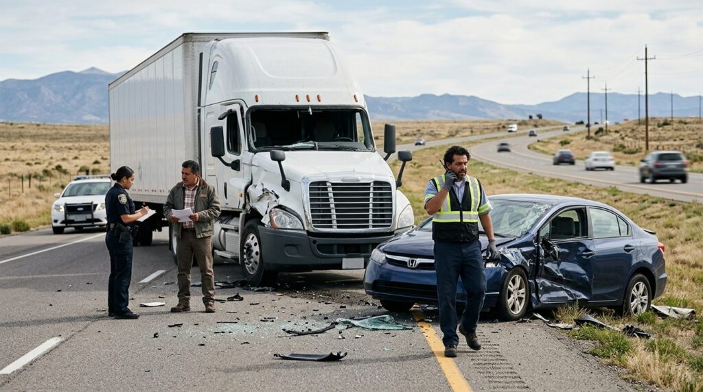 Vehículos dañados tras accidente grave en carretera.