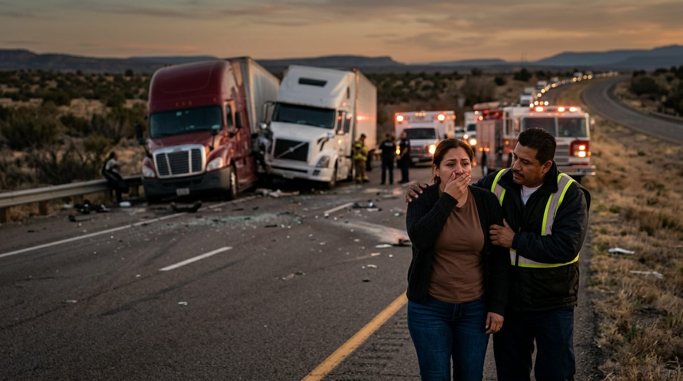 Abogado asesorando a cliente sobre demanda por accidente vehicular grave en carretera.