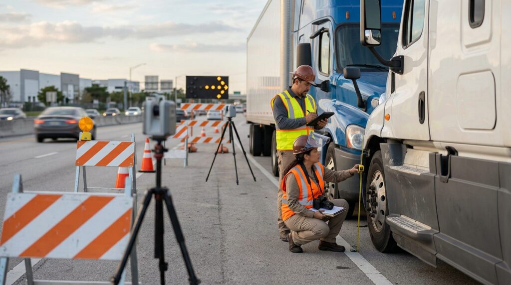 Investigadores documentan accidente vehicular en carretera cerrada con personas hispanas.