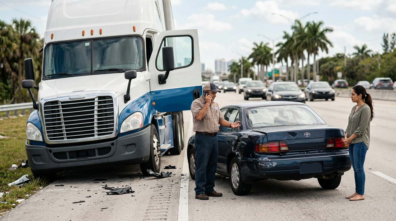 Vehículos dañados después de accidente grave en carretera de Florida.