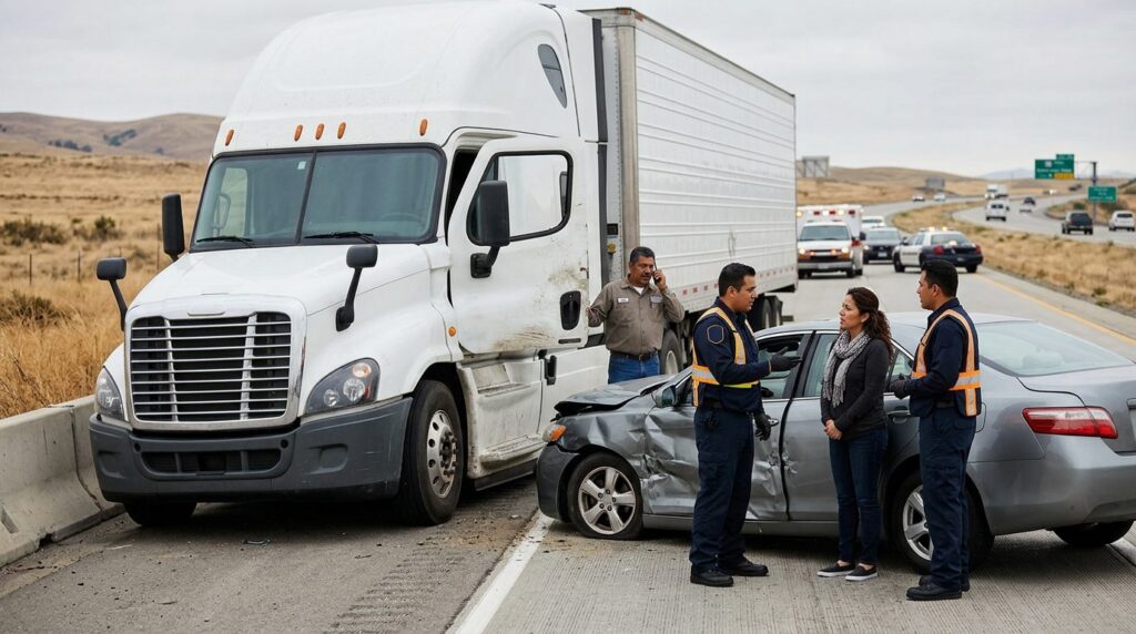Vehículos dañados después de accidente grave en carretera.