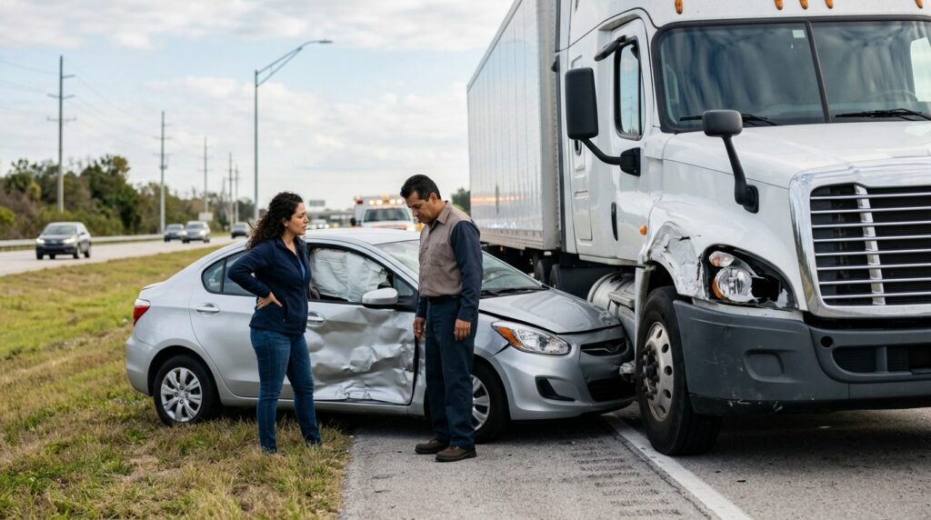 Vehículos dañados después de accidente grave en carretera.