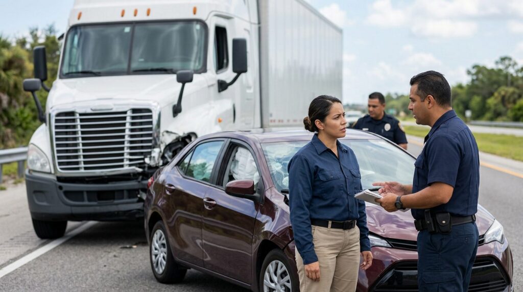 Vehículos dañados después de un accidente grave en carretera.