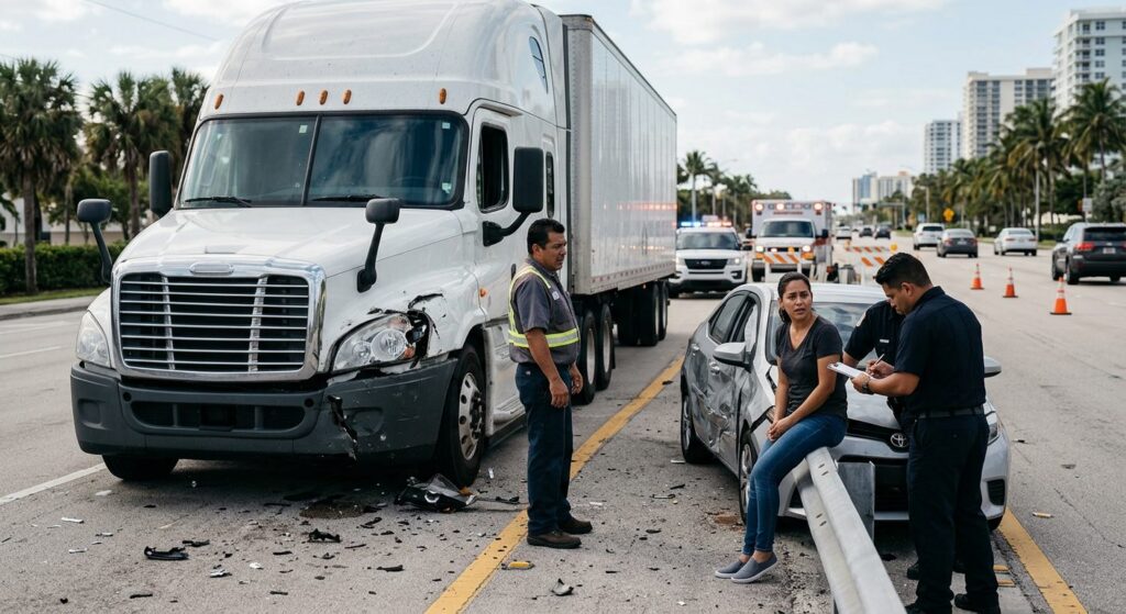 Vehículos dañados después de un accidente grave en carretera.