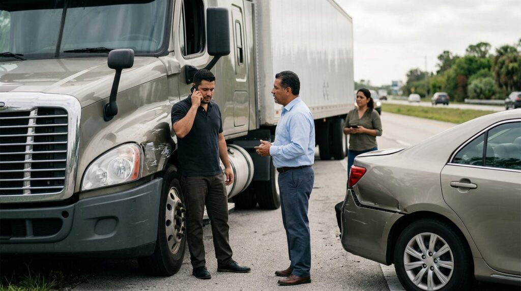 Vehículos dañados después de un accidente grave en carretera de Florida.