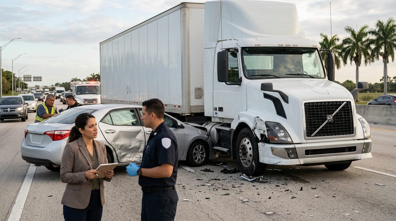 Abogado de accidentes por caídas Fort Lauderdale asistiendo víctima de accidente vehicular.
