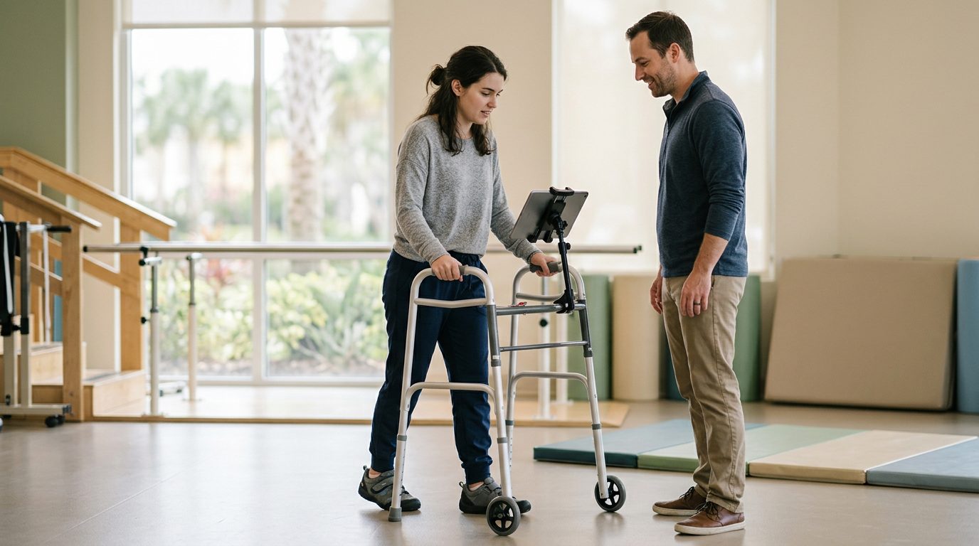 Person using mobility and communication aids to regain daily independence after a non-fatal drowning brain injury.

Note: this image doesn't match the page topic (soft tissue injury settlements), so the alt text describes the photo accurately. You may want to choose an image that fits the page.