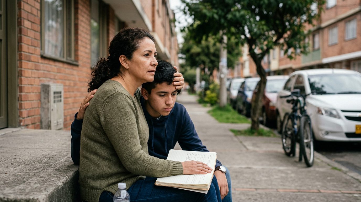 Persona tocándose la cabeza con expresión de dolor o malestar.