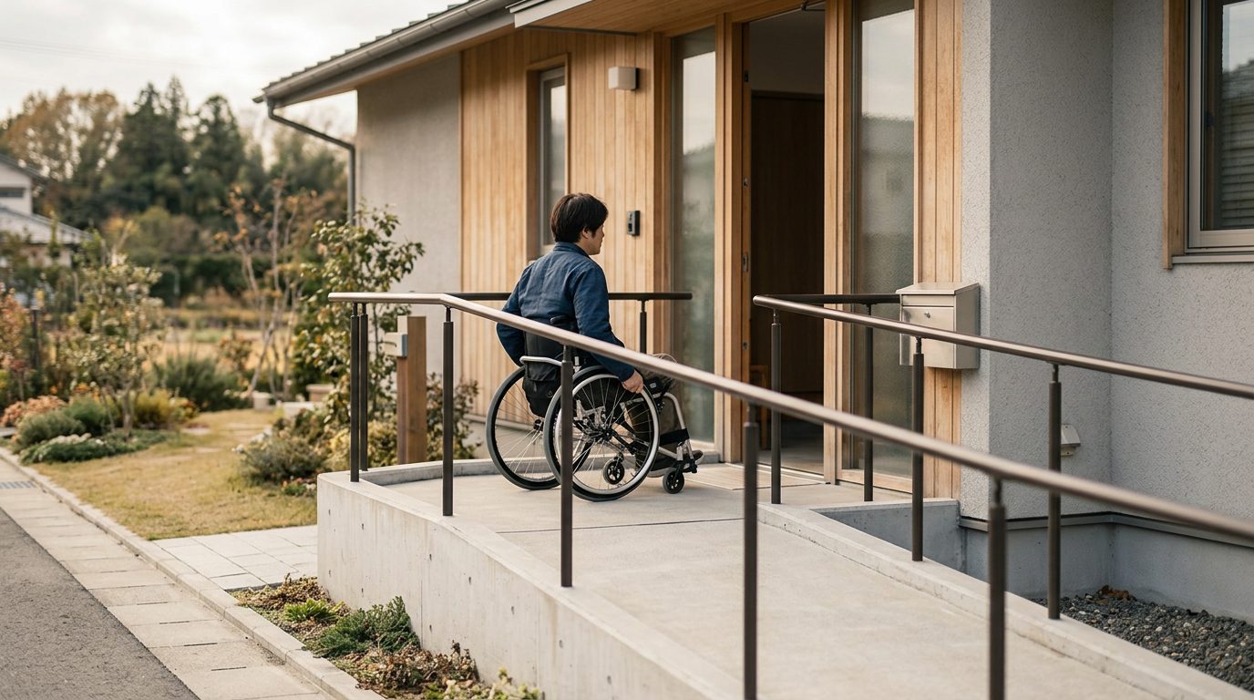 Wheelchair ramp and home accessibility modifications for mobility assistance.