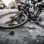 Bicycle knocked over on the side of the road